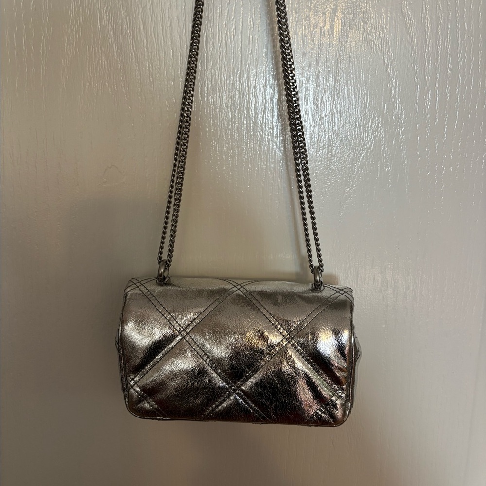 Silver Tory Burch- Kira Diamond Quilt Flap Bag - Picture 3 of 15